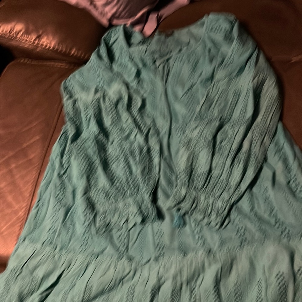 COPY - Green dress light weight cotton like material with underskirt